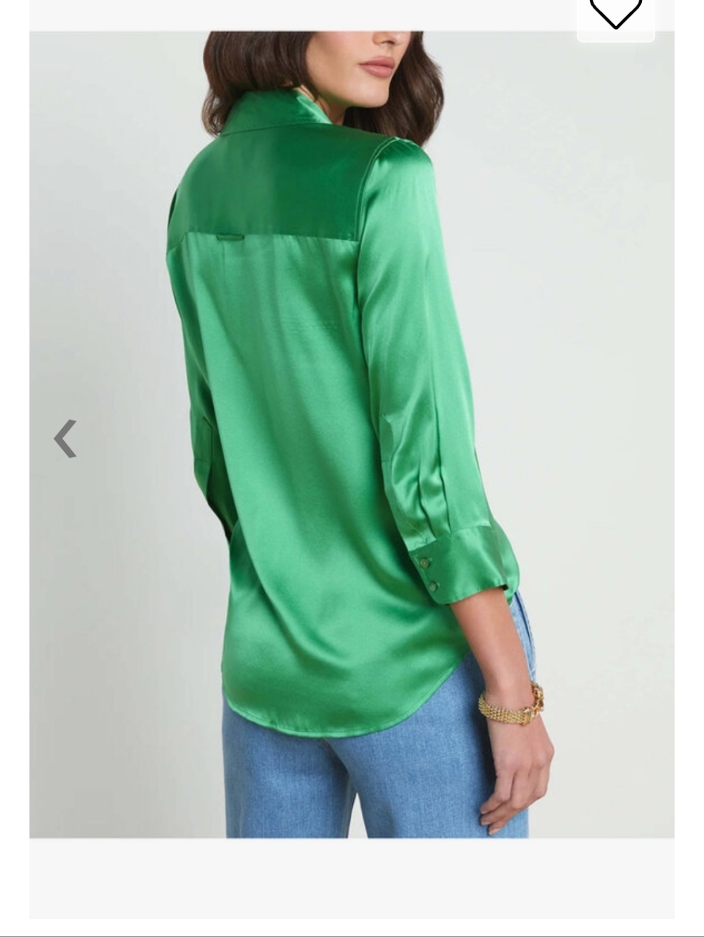 Women’s Green Satin Button-Up Blouse - Picture 2 of 9